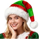 Domkier Santa Hat for Adults Christmas Hat Xmas Holiday Hat Plush Santa Claus Hat Christmas Party Supplies