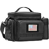 MOV COMPRA Tactical Lunch Bag for Men, Insulated Lunch Box Leakproof for Men Large Capacity with MOLLE Water Bottle Pouch Lunchbox for Adults for Work, Picnic（Black）