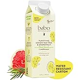 Babo Botanicals Purifying Lemon Tea Tree & Grapefruit Conditioner – For Flat, Oily Prone Hair – Add body & shine – Citrus-Mint Fragrance - Water-Resistant Carton w. 80% Less Plastic – Vegan