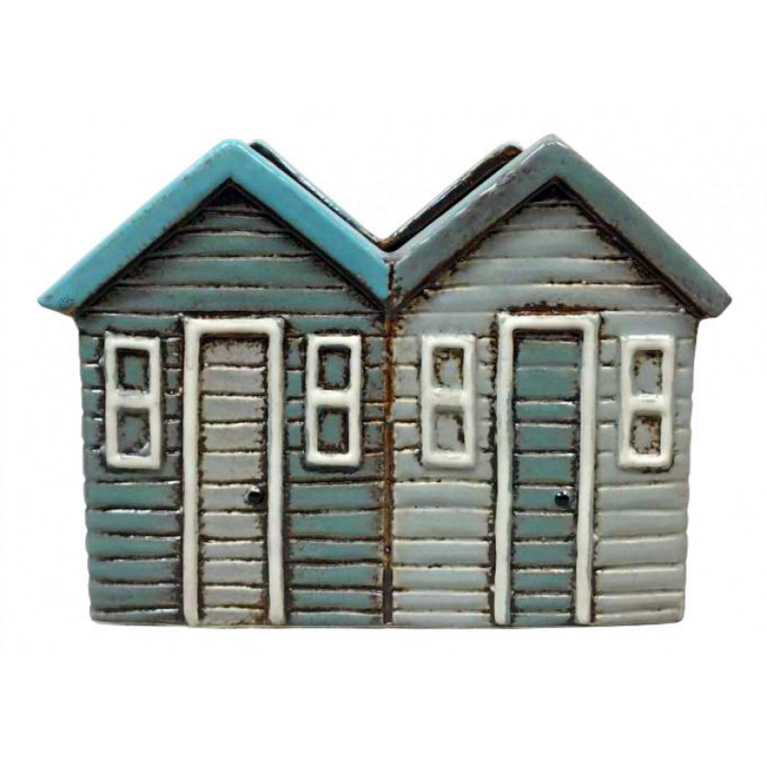 Quay Single Ceramic Beach Hut Planter - 2 Huts