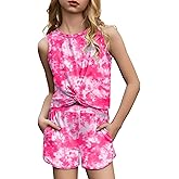 Arshiner Girls 2 Piece Outfits Summer Clothes Twist Front Tank Top and Active Short with Pockets Kids Clothing Sets