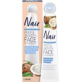 NAIR Prep &amp; Smooth Face Hair Removal Cream, Sensitive Skin, 1.76 Oz | Sensitive Skin Formula, Coconut Milk &amp; Collagen, Dermatologist-Tested, Face Fuzz, Upper Lip, Chin &amp; Cheek Hair Removal