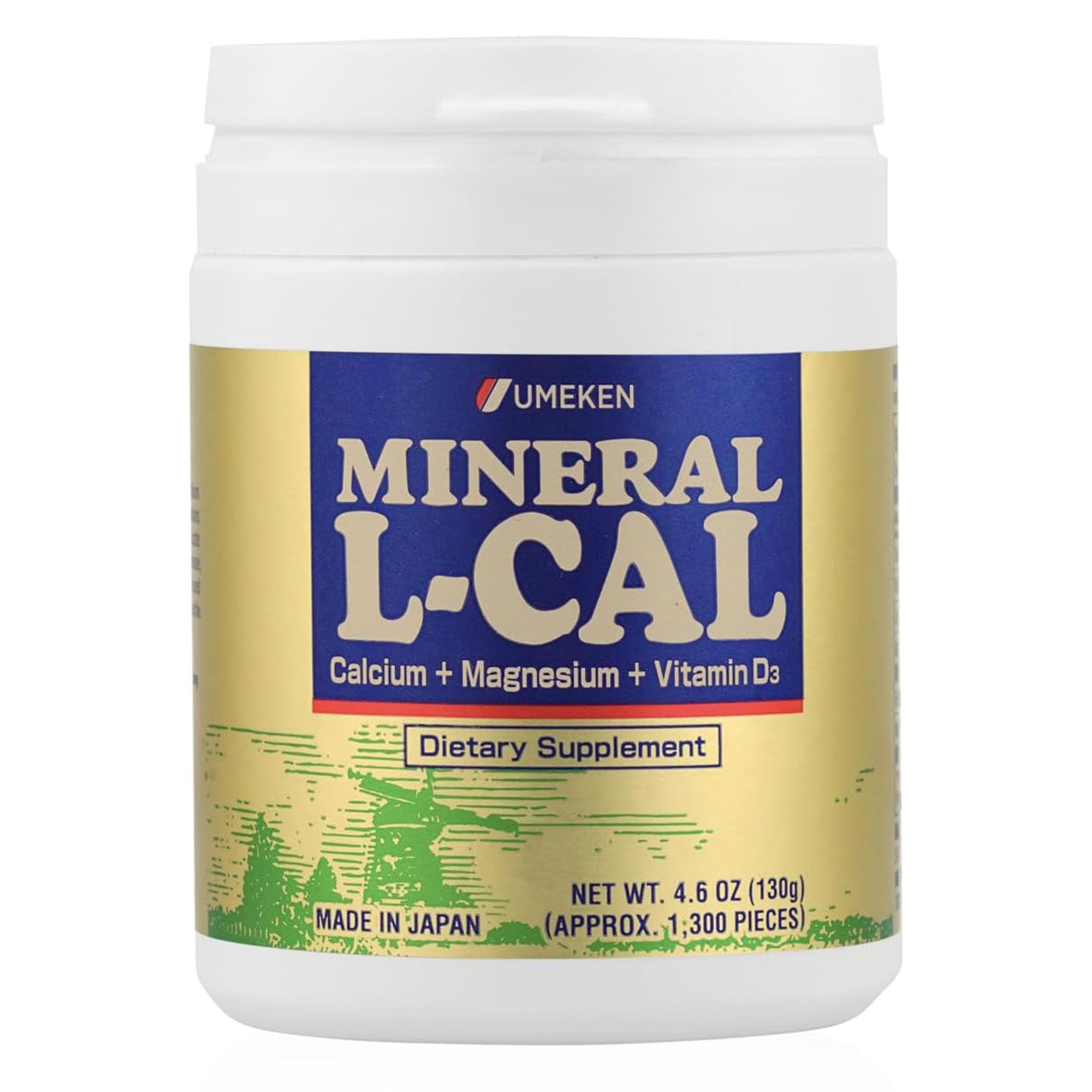 Umeken Mineral L-Cal Calcium with Vitamin D3, 2 Month Supply, Water Soluble Ball Format with Magnesium & Minerals, Fast Absorbing Calcium Magnesium D3 Supplement, 1,300 Balls, 130g, Pack of 1