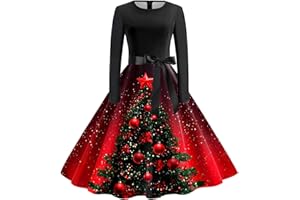 Robe De Noel Pour Femme 50s Christmas Dress Women Elegant 1950s Vintage Performance Dresses Santa Print Costume Party Dress