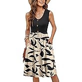 MOLERANI Women Summer Dresses Sleeveless Casual Loose Swing Button Down Midi Sundress with Pockets