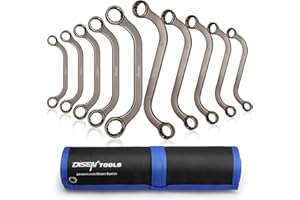 DISEN S-Style & Half Moon Box Wrench Box Wrench Set Metric, C-Style 8mm-22mm Wrenches, S-Style 10mm-19mm Wrenches, 12 Point, 
