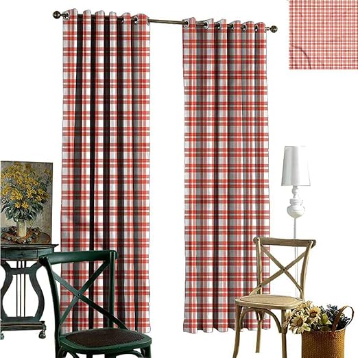 Amazon Com Nooweihome Plaid Diy Grommet Curtain For Living Room