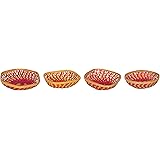 Artesano Bamboo Decorative Basket (Multicolour, 18 cm x 5 cm, Pack of 4)