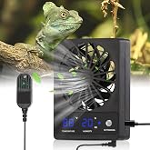 DAOTAILI Reptile Tank Fan with Thermometer &amp; Hygrometer | LED Display, Auto Ventilation for Enclosures &amp; Terrariums