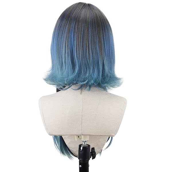 STYLER LONG STRAIGHT WIG WITH BANGS FOR WOMEN SYNTHETIC FIBER NATURAL STRAIGHT HEAT RESISTANT WIG FOR DAILY PARTY USE COSPLAY PARTY (GREEN)