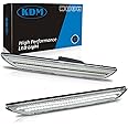 KDM LED Fender Side Marker Reflectors Lights Dual Rows, Compatible for 2015-2023 Ford Mustang Assembly Rear Side Bumper Marker Lamp,Clear Lens Bright White Pack of 2