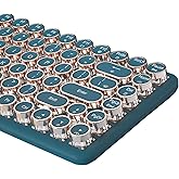 TISHLED Typewriter Keyboard Wireless 2.4GHz/Bluetooth/USB-C Wired Mechanical Gaming Keyboard with Gold LED Backlit 84-Key NKR