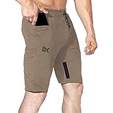 BROKIG Mens Thighs Mesh Gym Workout Shorts, Bodybuilding Slim Athletic Running Shorts for Men with Zipper Pockets