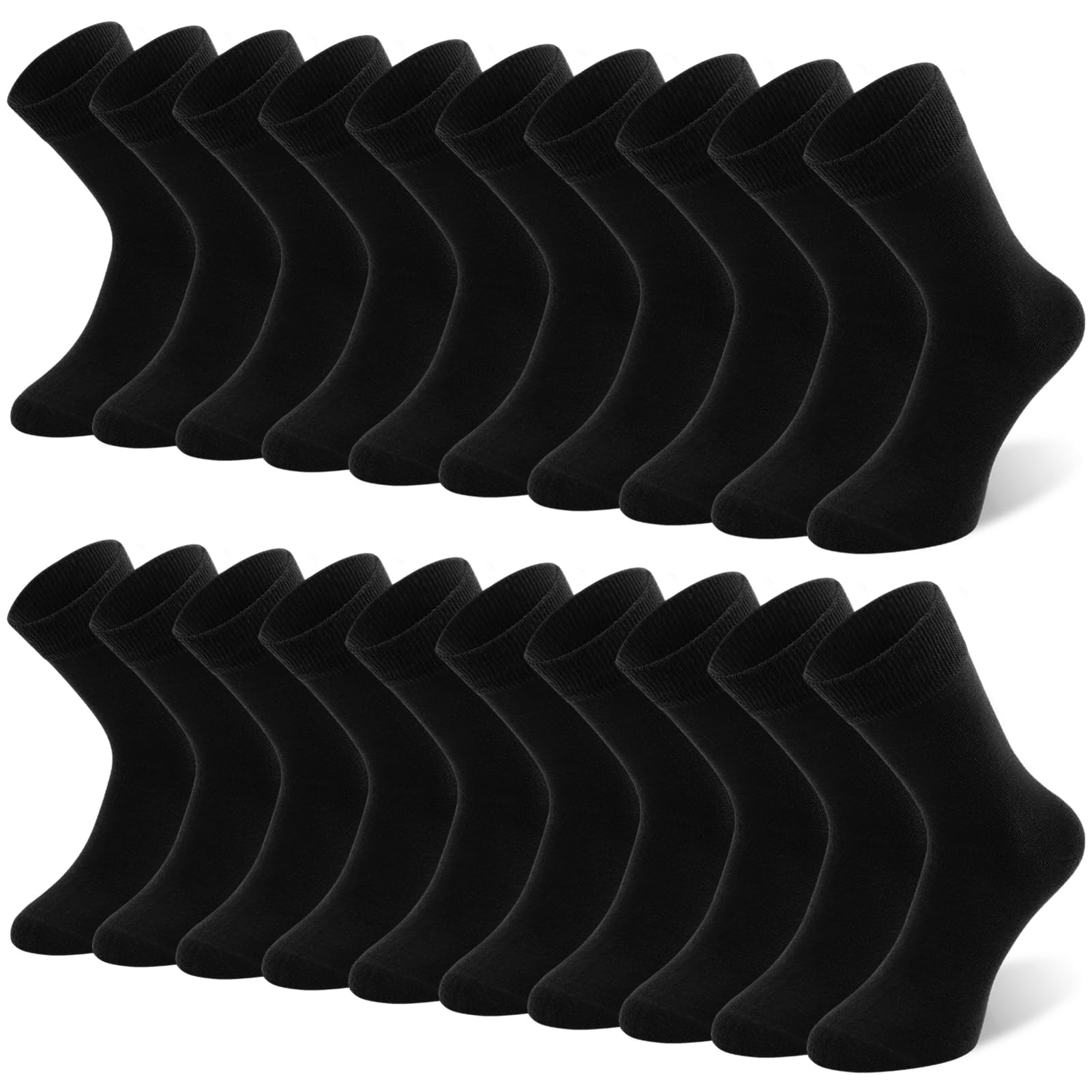 QINCAO 10 Paar Socken Herren Damen Baumwolle Herrensocken Schwarz Sport Socks Atmungsaktive,L