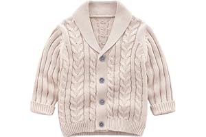 CHENGCHUANG Infant Baby Boys Cardigan Crochet Sweater Toddler Cable Knit Thick Pullover Sweatshirt Button up Jacket Outwear