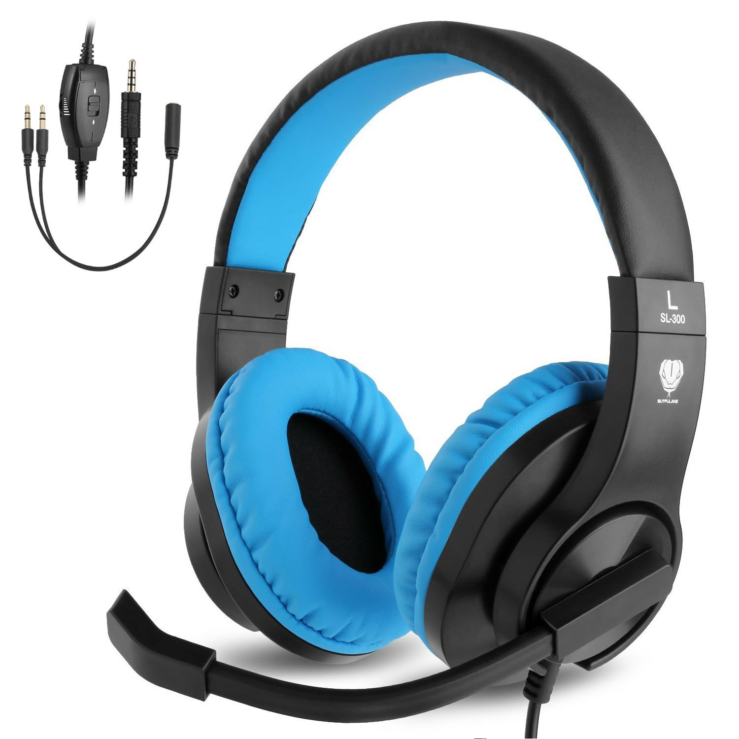 BlueFire 3.5mm PS4 Gaming Headset Bass Stereo Over-Ear Gaming Headphone with Microphone and Volume Control Compatible with PS4, New Xbox One, Xbox One S, Xbox One X, Nintendo Switch, PC（Blue）