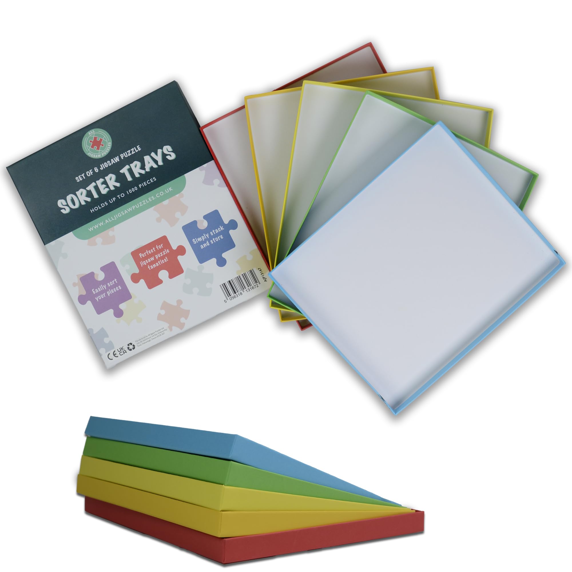 Puzzle Sorter Trays For Jigsaw Puzzles - 6 Stackable Sorting Trays For 500/1000/1500/2000 Pieces - Perfect For Separating Out Your Jigsaws And Storing And Saving For Later