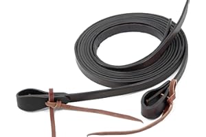 Jeereal Leather Split Reins, Heavy Oil Weighted,Broken in,Supple Ranch Reins for Western Horse ProTack, 5/8" x 8' (Black Brow