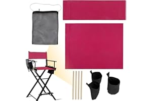 KAEGREEL 5 in 1 Chair Accessories Set for Makeup Artist Chair, Rosy Pink Director Chair Replacement Cover Canvas, 2 Portable Side Storage Bags and Hanging Mesh Bag (Not Including Chair)