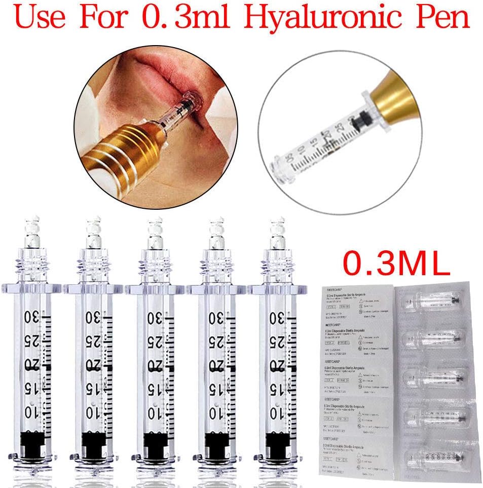 50pcs 0.3ml Ampoule Head Hyaluronic Acid Injection Pen - Disposable Sterile Atomizer Injection for Hyaluron Pen to Remove Wrinkle Lip Lifting Anti Aging Beauty Tool