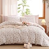Erwinmu Floral Comforter Set Twin Size - 2 Pieces Pink White Floral Comforter Bedding Sets Reversible Pattern,Twin Bed in a Bag with Flowers Comforter and 1 Pillowcase