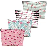 4Pcs Flamingo Gifts Makeup Bag, Flamingo Bird Animal Lover Gifts for Women Mom Coworker Friends, Pink Flamingos Stuff Summer Cosmetic Bag Toiletry Pouch with Zipper Birthday Halloween Christmas Gift
