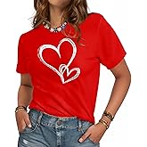 JMHACHY Holiday T-Shirt for Women - Valentines Funny Graphic Tee Crewneck Sleeve Top Print Tops