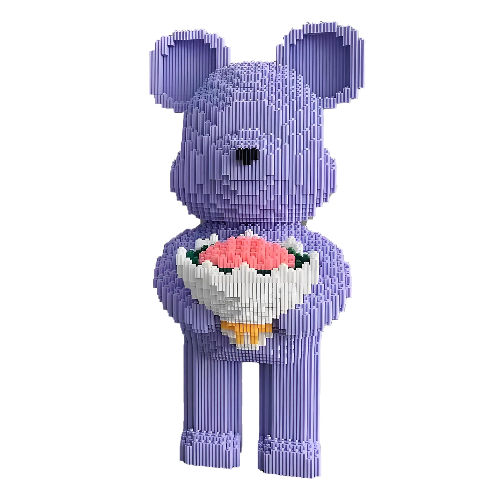 AIYIMUSIDEEN Bridal Bouquet Bear Building Block Set Violence Building Blocks, Purple Bear Micro Blocks(3827PCS) Suitable for Adults