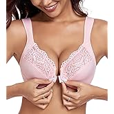 HACI Women's Front Closure Bra Underwire Unpadded Plus Size Full Coverage T-Shirt