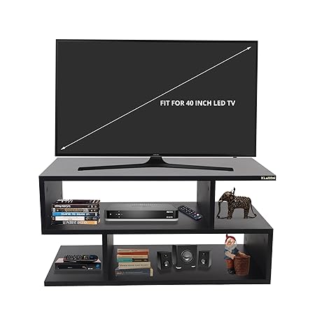 Klaxon Sigma Wooden TV Stand (Matte Finish, Black)