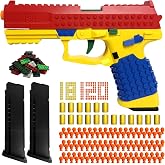 NUOLPIOM Building Brick Shell Ejecting Toy Gun, Block Mini Blaster Gun, Soft Bullet Toy Pistols for Kids, Boys and Girls (Red)