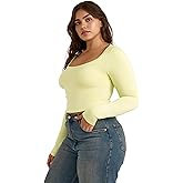 Organic Basics Womens Everyday Scoop Neck Long Sleeve Cropped Tee Shirt