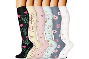 FuelMeFoot 6 Pairs Compression Socks for Women & Men 15-20mmHg Graduated Support Knee High Socks for Nurses, Travel, Athletic