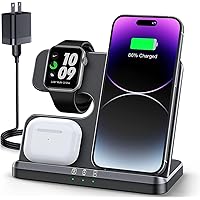 JARGOU 3 in 1 Charging Station for Apple Wireless Charger for iPhone 17 16e 16 15 14 13 12 11 X 8 & for iWatch Charger Wirele
