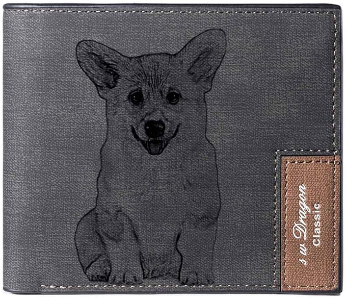 Personalized Mens Custom Photo Engraved Wallet Dog Lover Wallet at