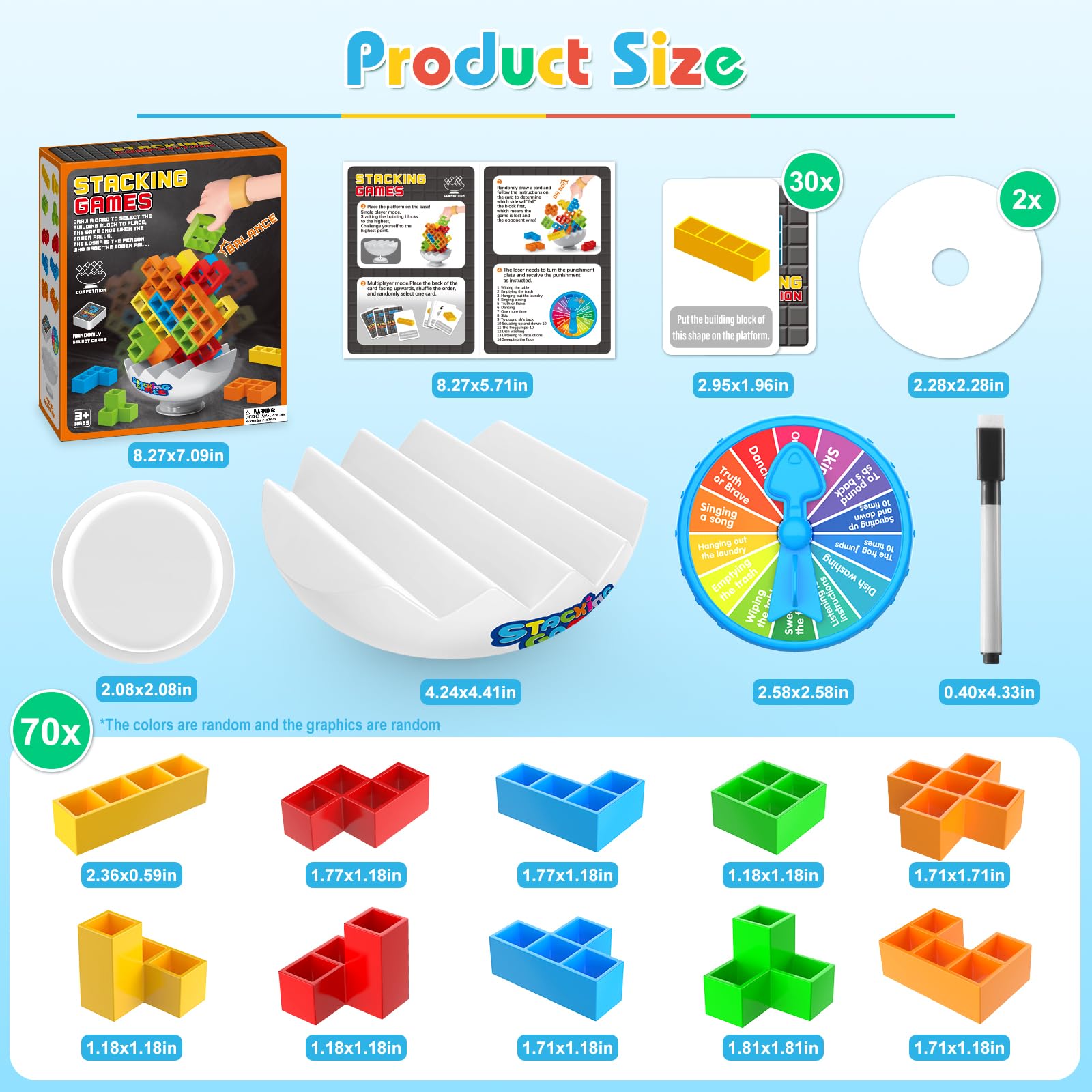70Pcs Tetra Board Game for Kids & Adults 4-8 8-12, Team Building Blocks Stacking Game, Stacking Balance Toy for Family Friend, 2 Players+ Family Games