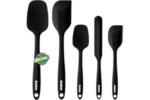 Anaeat Silicone Spatula Set of 5 - Seamless Design - Non Stick Rubber Spatulas BPA Free Kitchen Scraper Flexible for Easy Coo