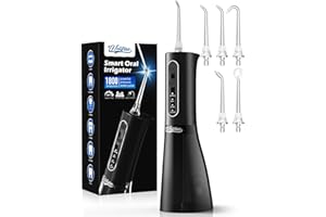 Water Dental Flosser Teeth Pick: WELLFINE Portable Cordless 4 Modes Flossers Pic 300ML Rechargeable Floss Pik Powerful IPX7 Waterproof Oral Irrigator for Cleaning Gum Care Braces for Home Travel