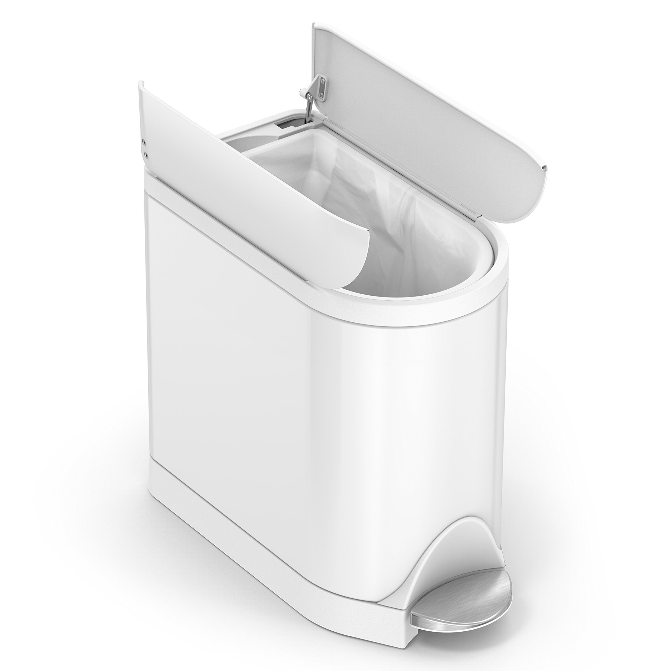 simplehuman 10 Liter / 2.6 Gallon Butterfly Lid Bathroom Step Trash Can