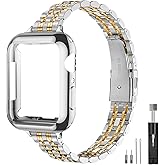 QUNDAXI Slim Watch Band Compatible with Apple Watch 41mm 45mm 42mm 44mm 40mm 38mm Metal Stainless Steel Watchband Suitable for iWatch 10/9/8/7/6/5/4/3/2/1/SE Series Women Luxury Strap