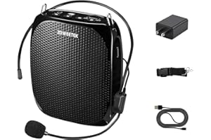 ZOWEETEK Portable Rechargeable Mini Voice Amplifier with Wired Microphone Headset and Waistband, Supports MP3 Format Audio fo