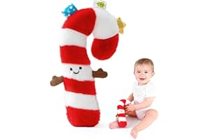 Jollybaby My Baby First Christmas Toys Candy Cane Squeaker for 0-6-12-18 Months, Car Seat Stroller Crib Toy, Christmas Stocking/Socks Stuffers Gifts for Tummy Time Infants/Newborns Boy and Girl