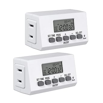 Amazon Co Jp Bn Link ミニ 屋内 簡単セット 積み重ね可能 24時間デジタルコンセントタイマー 2プロング 2 オン オフプログラム 2パック コンパクト ライト ランプ ファン用 正確な8a 1000w 1 3hp 産業 研究開発用品
