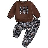 Toddler Boy Boy Hunting Outfit Crew Neck Sweatshirt Top Camo Jogger Pants Set 2Pcs Fall Winter Clothes