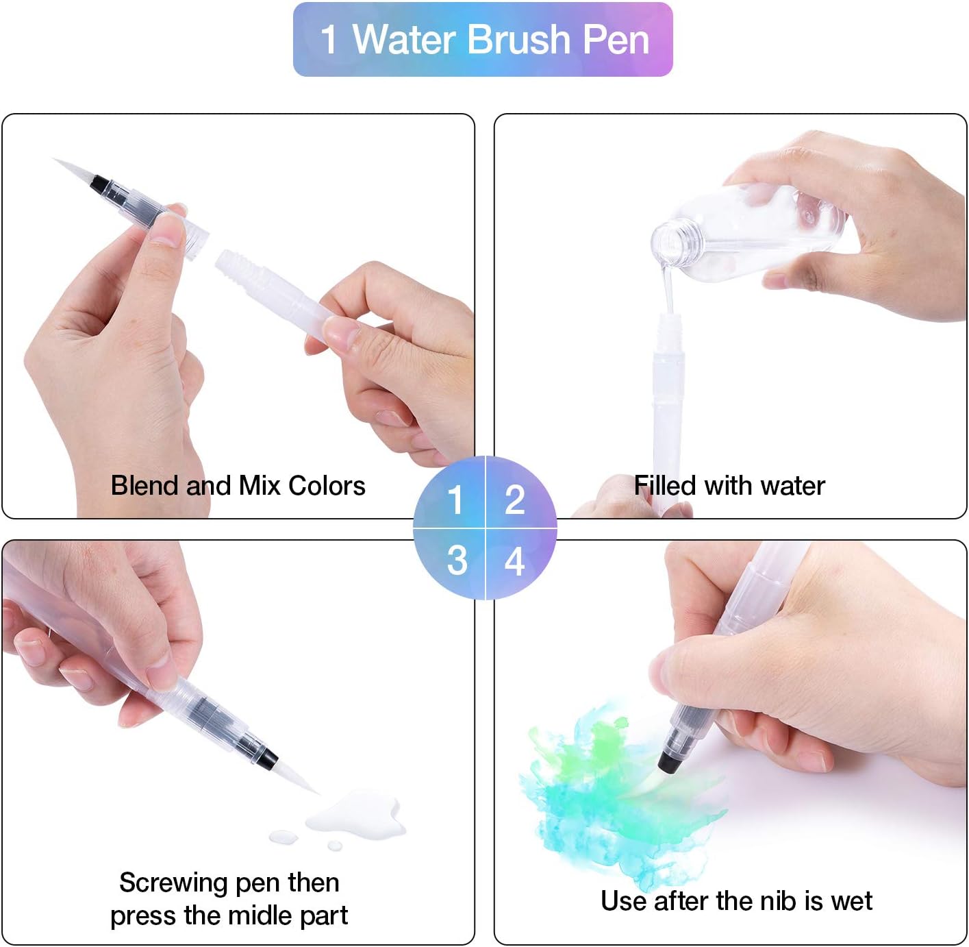 Watercolor Brush Markers Pens Set 48 Colors Water-Based Drawing Marker Brushes W/A Water Coloring Brush Water Soluble for Adult Kids Coloring Books Calligraphy Mother's Day Back to School Gifts: Arts, Crafts & Sewing