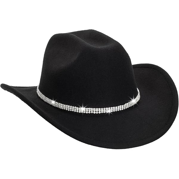 MYKAGS Classic Black Felt Cowboy Hat For Men & Women | Wide Brim Western Hat With Adjustable Straps & Bull Head Decoration