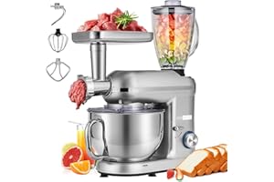 VIVOHOME 3-in-1 Stand Mixer, 6 Quart Electric Tilt-Head Kitchen Mixer with Bowl, Multifunctional Food Mixer with Meat Grinder