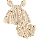 Mubineo Baby Girl Summer Clothes Cute Basic Plain Cotton Linen Ruffle Tops Dress Shorts Outfits Set Shirt Princess Outfit