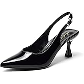 Elisabet Tang Women's Kitten Heel Slingback Low Pumps 3 Inches Stiletto Pointed Closed Toe Elegant Dressy Bridal Wedding Party Shoes