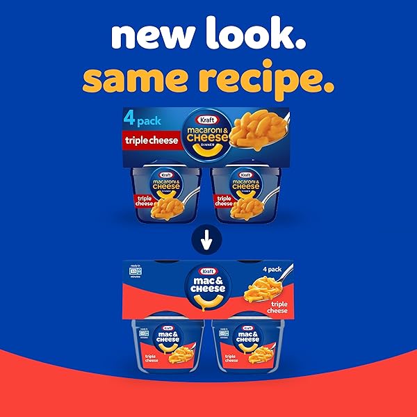 KRAFT TRIPLE CHEESE MAC & CHEESE MACARONI AND CHEESE DINNER, 4 CT PACK, 2.05 OZ CUPS